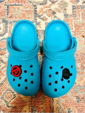 CROCS Kids Classic Clog in Bright Blue with Character Charms